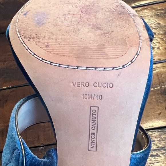 Vince Camuto Robeka Blue Velvet Heeled Sandals - Picture 9 of 10